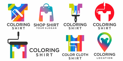 coloring shirt icon set logo design template