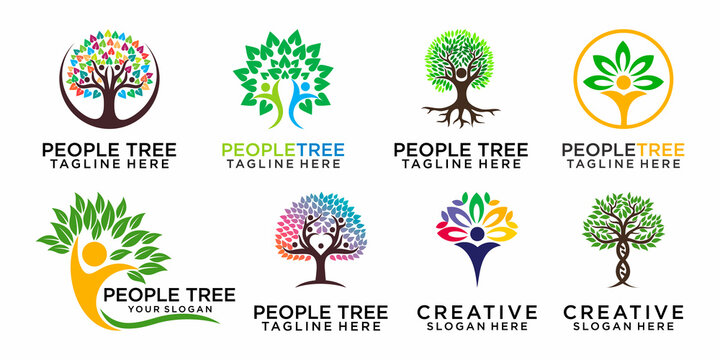Creative People Tree Concept Logo Design Template