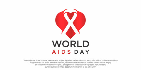 Hiv awareness logo . Red ribbons with glare, world aids day signs collection.
