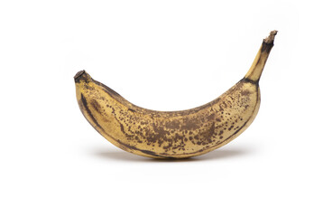 overripe brown ripe banana isolated white background