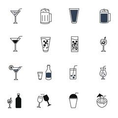 Cocktail icons set.Cocktai pack symbol vector elements for infographic web