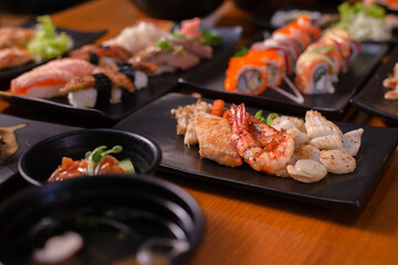 seafood teppanyaki - japanese pan fried seafood