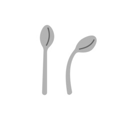 illustration of a spoon in good condition and a spoon in bent condition. flat cartoon style. vector design - obrazy, fototapety, plakaty