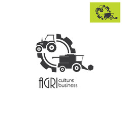 Agro company or agro service icon design. Tractor and combine icons.