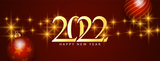 Fototapeta na wymiar Happy new year 2022 glitters decorative calendar banner design