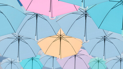 Background image, colorful of umbrella and sky