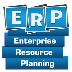 ERP - Enterprise Resource Planning Blue Blocks Bottom Text 