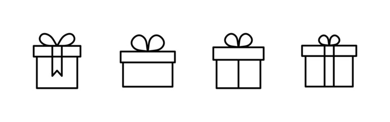 Gift icons set. gift sign and symbol. birthday gift