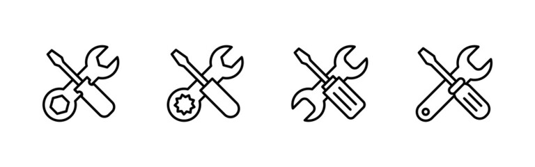 Repair tools icons set. tool sign and symbol. setting icon. Wrench and screwdriver. Service