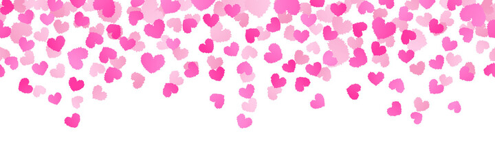 Pink Heart Banner Design on White Background