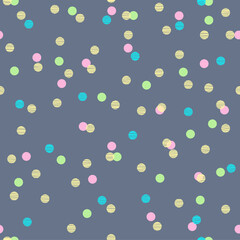 Dotted Seamless Gray Background Pattern with Colorful Dots
