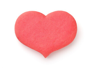 Top view of pink heart shaped cookie