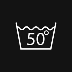 Machine wash hot 50, washing icon. Vector illustration, flat design