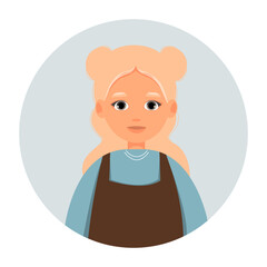 Portrait of caucasian woman. Avatar of female person. Vector icon of adult in flat style. Headshot.