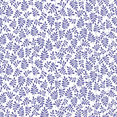 Foto op Plexiglas Very peri Moderne botanische naadloze vector patroon. Hand getekende bloemen illustratie. Vintage behang met takken en bladeren. Sjabloon voor kaarten, textiel, briefpapier, verpakkingen en elk oppervlakontwerp