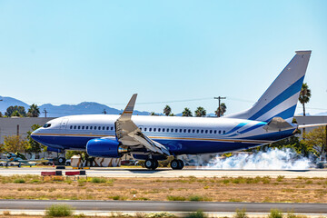 A Private Passenger Jet Touches Down