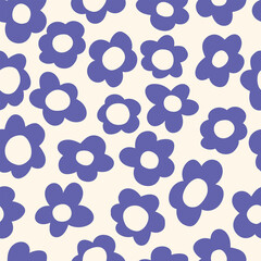 seamless pattern with vintage vector groovy flowers. 70s, 60s, modern elements. stylized flowers bold silhouettes. abstract art for surface design, textile, stationery, wrapping paper and covers