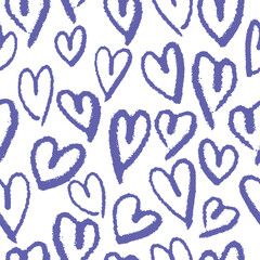 Hand drawn hearts seamless pattern. Cute cartoon stylized simple shapes. Perfect for gift card, wallpaper, wrapping paper and package print, fabric and any surface design. pink and white