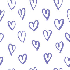 Hand drawn hearts seamless pattern. Cute cartoon stylized simple shapes. Perfect for gift card, wallpaper, wrapping paper and package print, fabric and any surface design. pink and white