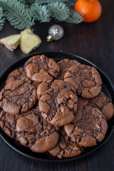sweet home made Chocolate brownie cookies on a tray