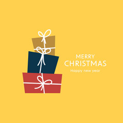 Gift box icon. Merry Christmas poster. Gift box logo design.