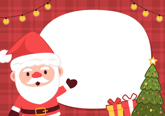 Christmas label vector. free space for text. Sale card. Cute Santa Claus cartoon.