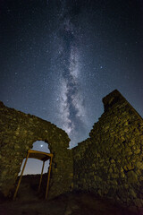 The Milky Way galaxy seen above the ruins of the Enisala citadel