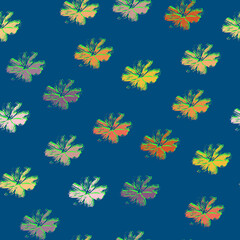Fototapeta na wymiar Seamless pattern, outlines of colors on a blue background. Design for textiles, invitations, decoration