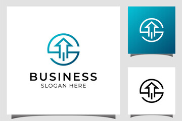 initial letter S business start up logo design with arrow upper icon symbol for marketing, salesman logo