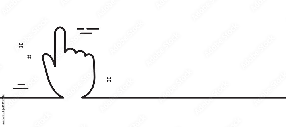 Poster hand click line icon. finger touch sign. cursor pointer symbol. minimal line illustration background