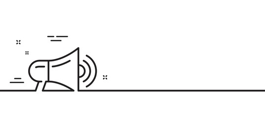 Megaphone line icon. Advertisement device symbol. Communication sign. Minimal line illustration background. Megaphone line icon pattern banner. White web template concept. Vector