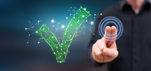 Man touching a validation concept