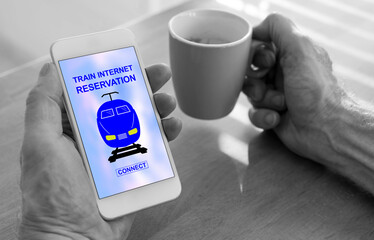Train internet reservation concept on a smartphone