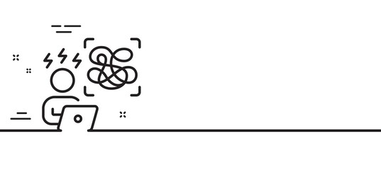 Difficult stress line icon. Online psychology sign. Confused mental health symbol. Minimal line illustration background. Difficult stress line icon pattern banner. White web template concept. Vector