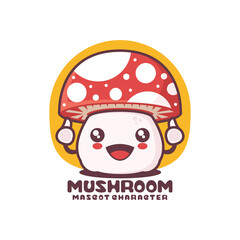 Fototapeta premium vector mushrooms cartoon mascot, suitable for, logos, prints, labels, packaging, stickers