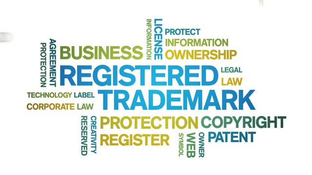 Registered Trademark Animated Tag Word Cloud;Text Design Animation typography seamless loop.