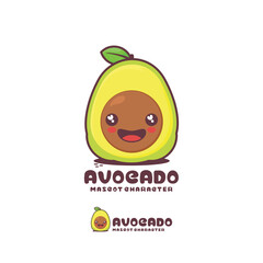 vector avocado cartoon mascot, suitable for, logos, prints, labels, packaging, stickers