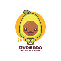 vector avocado cartoon mascot, suitable for, logos, prints, labels, stickers, etc