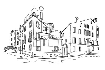 Vector sketch of architecture of Venice, Italy. - 475999942
