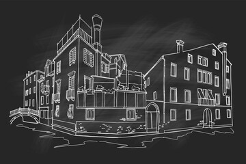 Vector sketch of architecture of Venice, Italy.