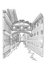 Vector sketch of bridge of sighs ( ponte dei sospiri). Venice. Italy.