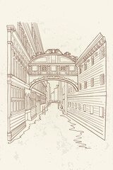 Vector sketch of bridge of sighs ( ponte dei sospiri). Venice. Italy.