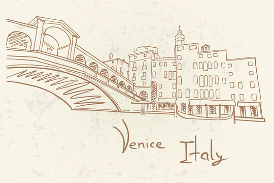 venice italy sketch bridge buildings gondola clip art preview