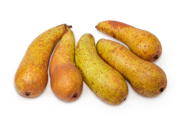 Pears of Bosc variety on a white background
