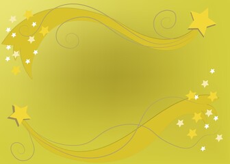Gold background with stars and swirls for ads
