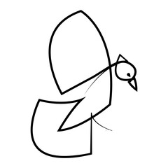 One line sparrow flies design silhouette. Hand drawn minimalism style vector illustration
