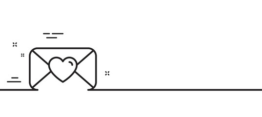 Valentines day mail line icon. Love letter symbol. Heart sign. Minimal line illustration background. Valentine line icon pattern banner. White web template concept. Vector
