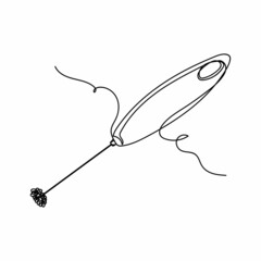 Continuous one simple single line drawing of milk frother icon in silhouette on a white background. Linear stylized.