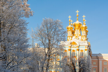 Catherine palace and park in winter, Tsarskoe Selo (Pushkin), Saint Petersburg, Russia