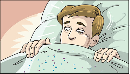 Dirty bedding. Bed Bug on a bedding